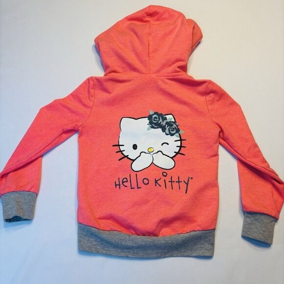 Hello Kitty Sanrio Hoodie Girl Size 4T Full Zip Pink Two Sided Vintage Y2K - Picture 9 of 12